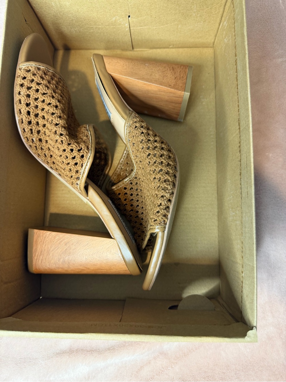 Steve Madden Tan Woven Block Heel Sandals